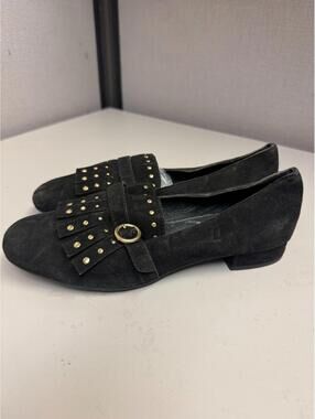 ONO Women's Black Suede Slip On tassle Short Heel Size 7